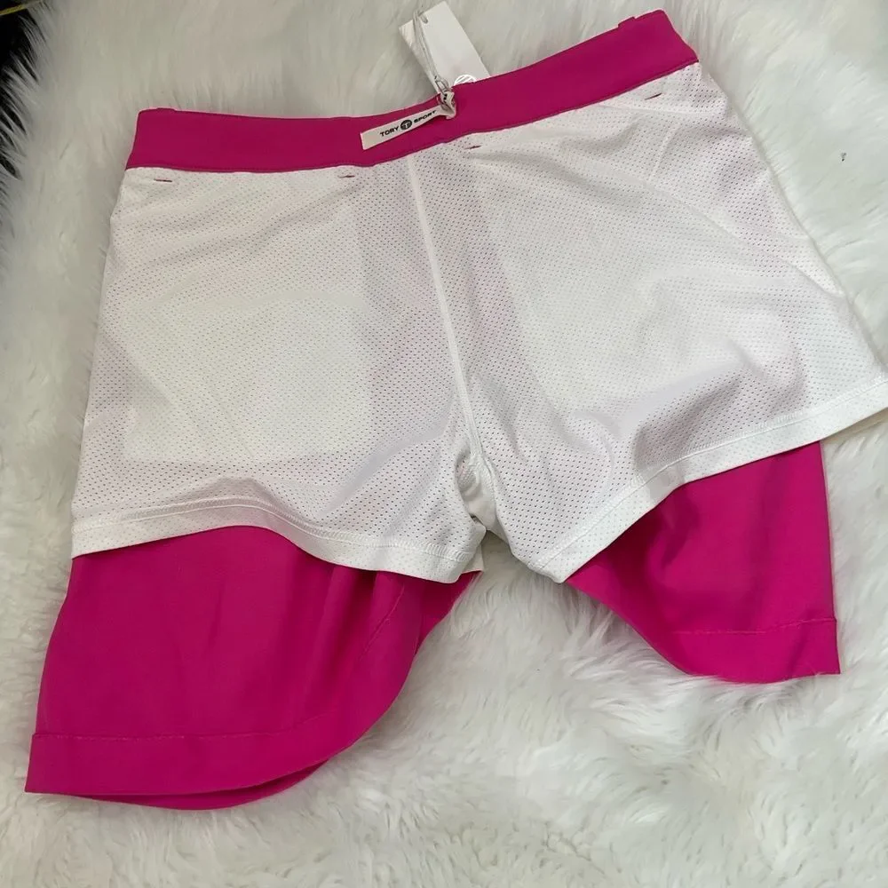 NEW Tory Sport Bright Pink Pockets Tech Twil Golf Skort Size M